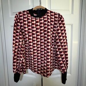 Sanctuary Black and Red Geometric Blouse